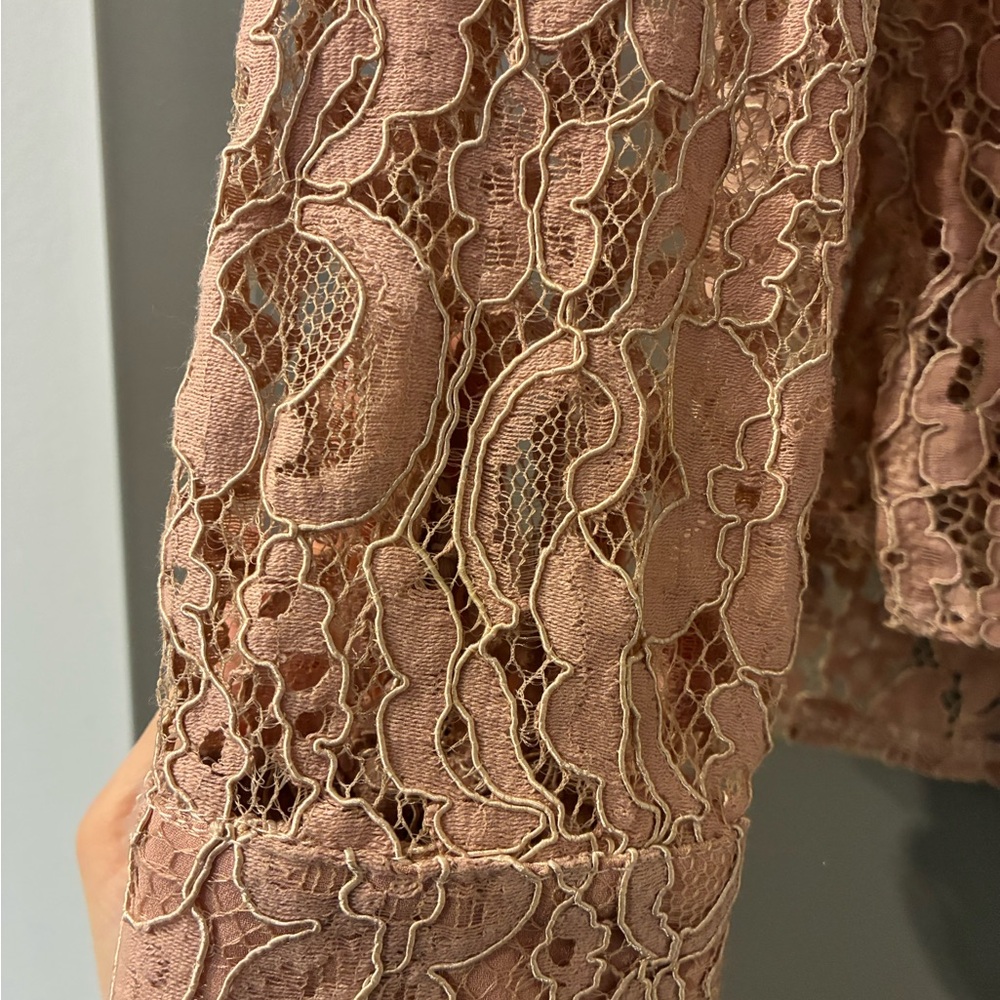 Goldie Dusty Rose Lace Button Up Shirt - Picture 4 of 6